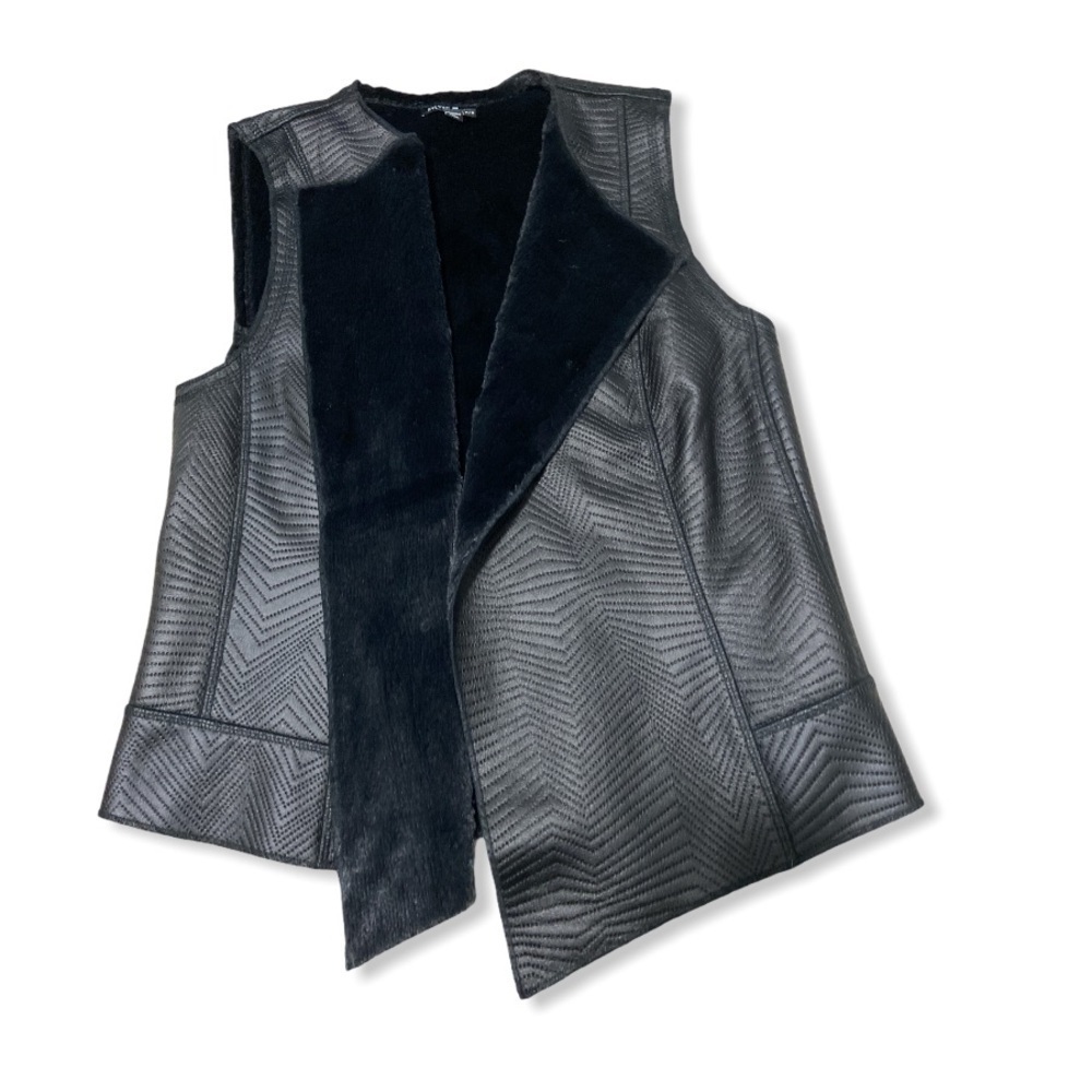 Faux Leather & Shearling Reversible Vest